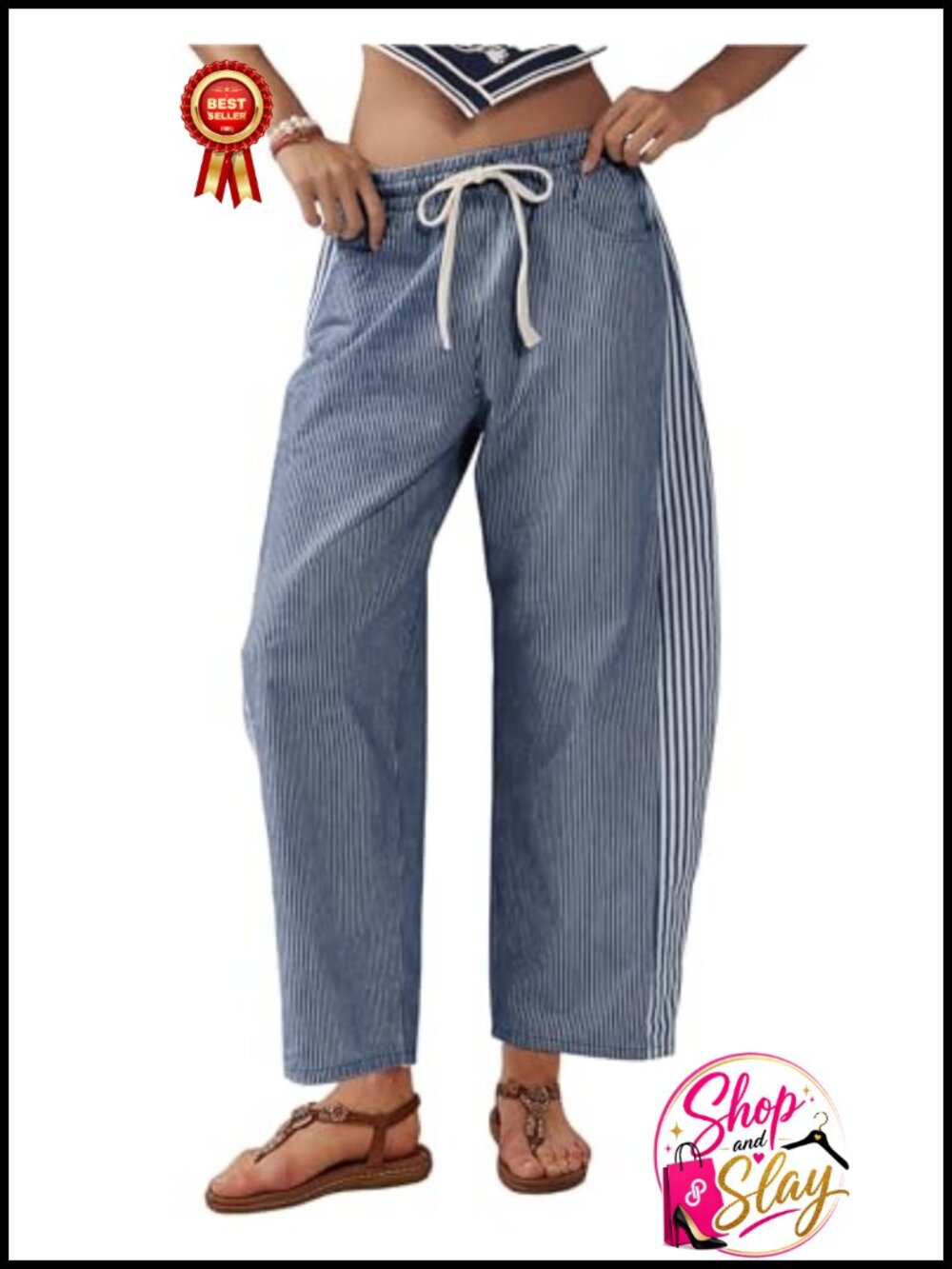 Womens Baggy Wide Leg Barrel Jeans Mid Rise Ankle Denim Pull On Drawstring
